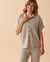 LA VIE EN ROSE Soft Knit Button-down Short Sleeve Shirt Light charcoal mix 40100478 - View1