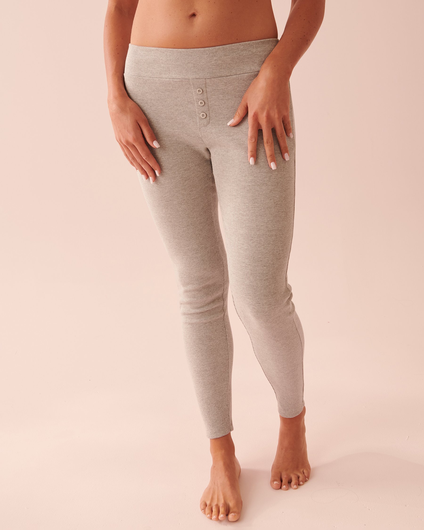 Ribbed Fitted Pants - Dusty grey