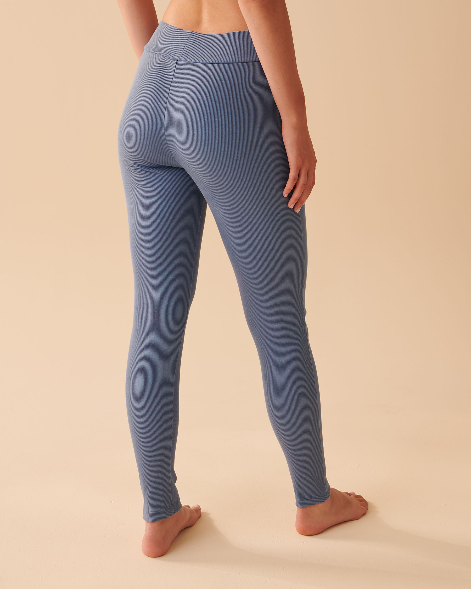 Ribbed Fitted Pants - Blue horizon