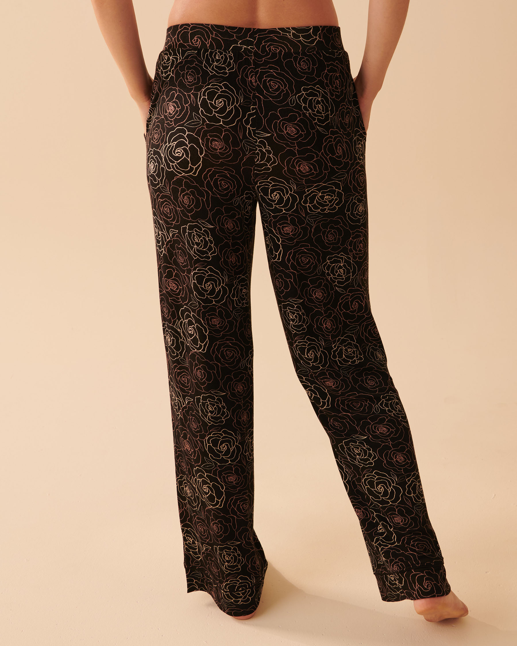 Soft Jersey Pajama Pants - Dark roses | la Vie en Rose