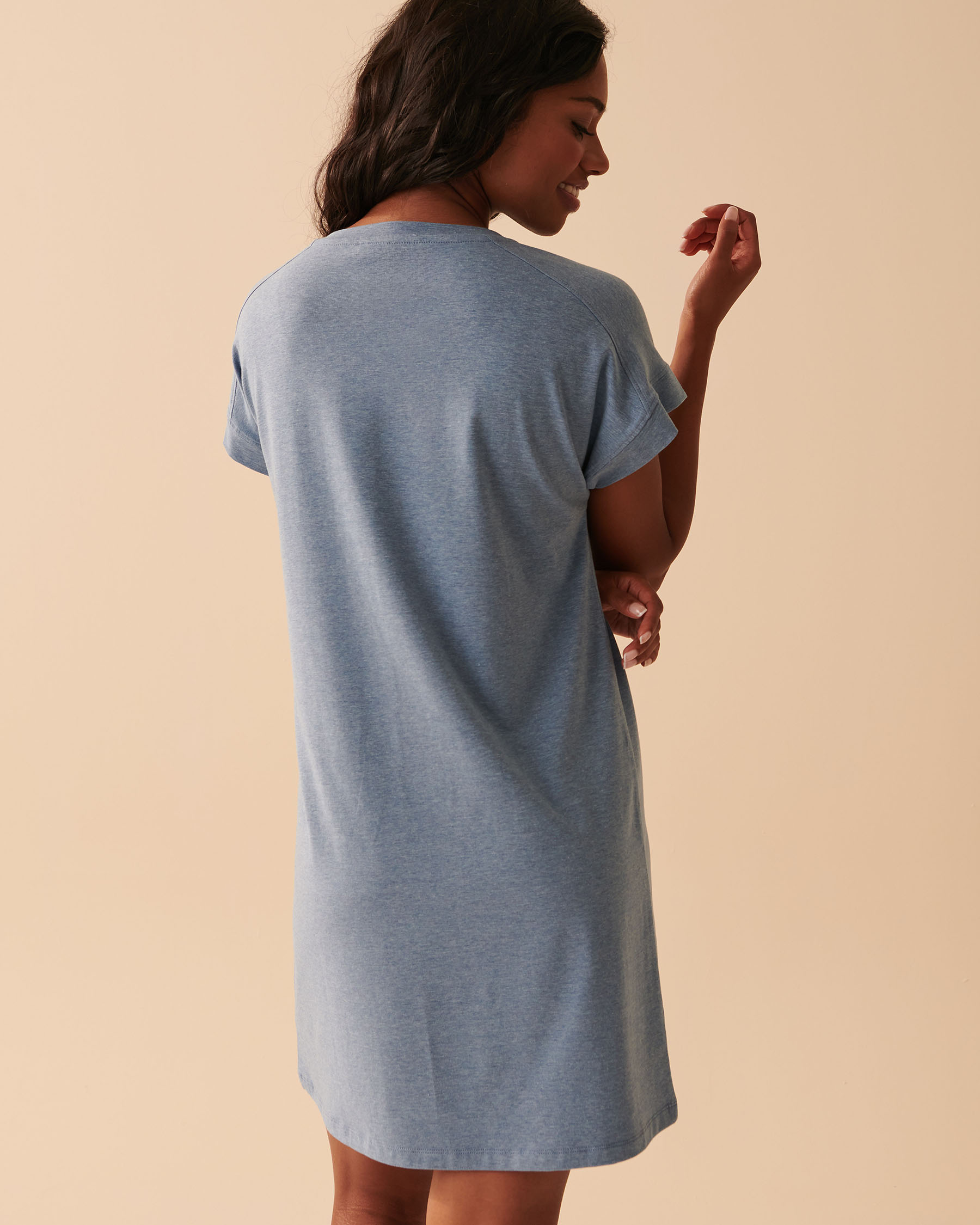 LA VIE EN ROSE Nerdy Bear Print Short Sleeve Sleepshirt Blue horizon mix 40500301 - View2