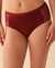 LA VIE EN ROSE Super Soft Lace Detail High Waist Bikini Panty Cabernet 20100355 - View1