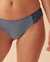 LA VIE EN ROSE Culotte tanga coton et détail de dentelle festonnée Mélange horizon bleu 20100356 - View1