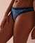 LA VIE EN ROSE Microfiber and Lace Trim Thong Panty Midnight peony 20200399 - View1
