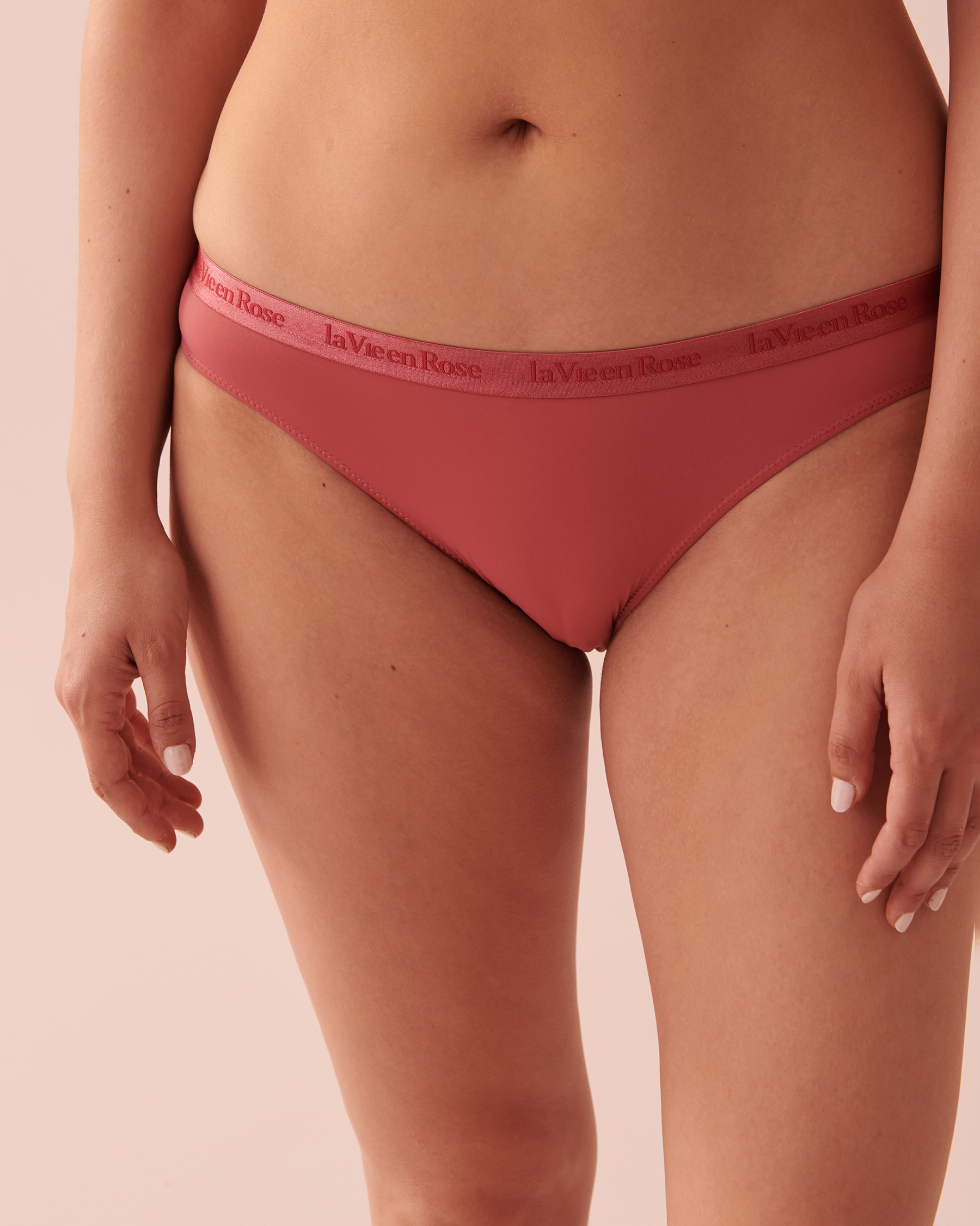 LA VIE EN ROSE Microfiber and Logo Elastic Band Bikini Panty Rosé wine 20300244 - View1