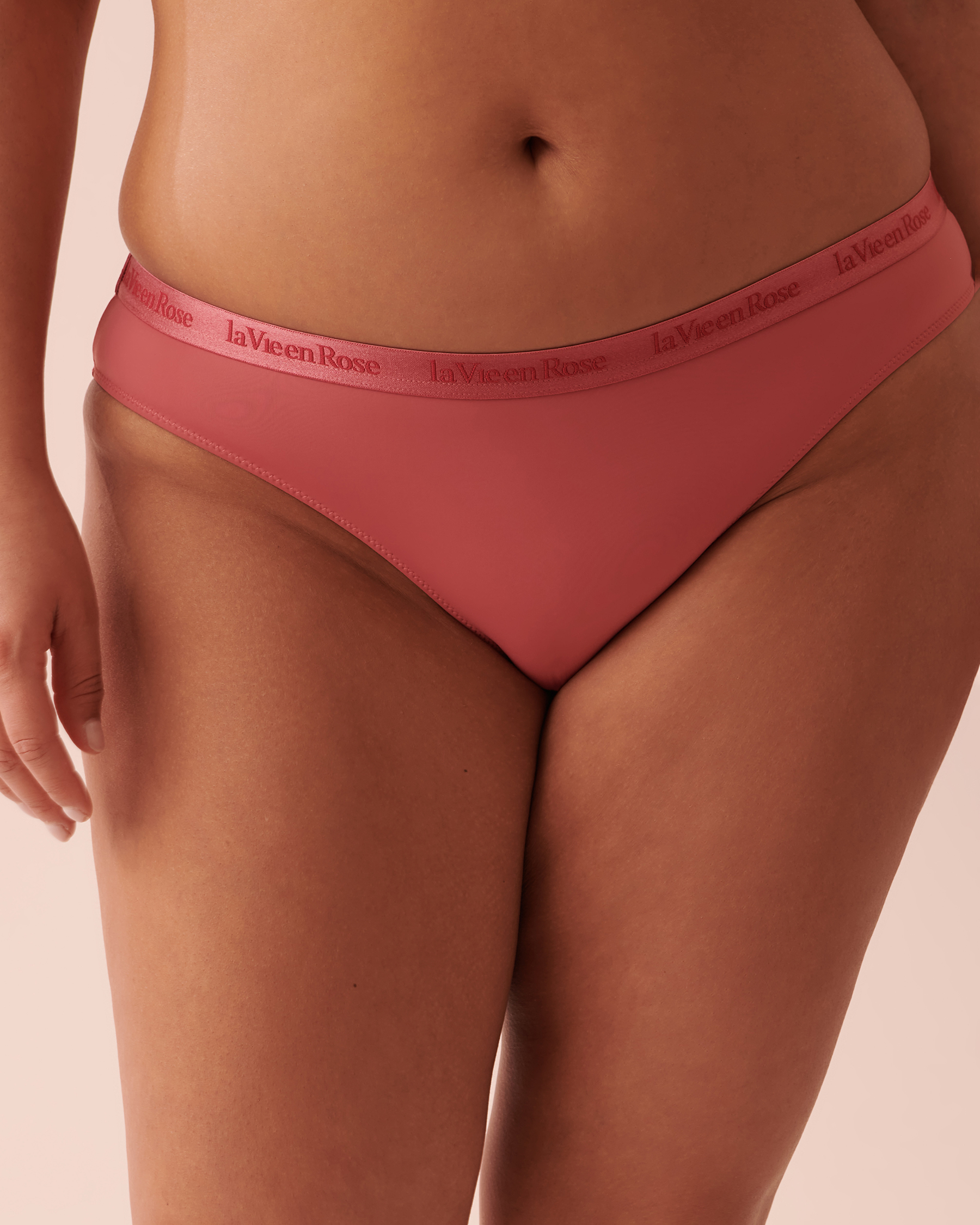 LA VIE EN ROSE Culotte bikini microfibre et bande élastique logo Vin rosé 20300244 - Voir4