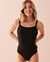 AQUAROSE TEXTURED One-piece Swimsuit Black polka dot 70400095 - View1