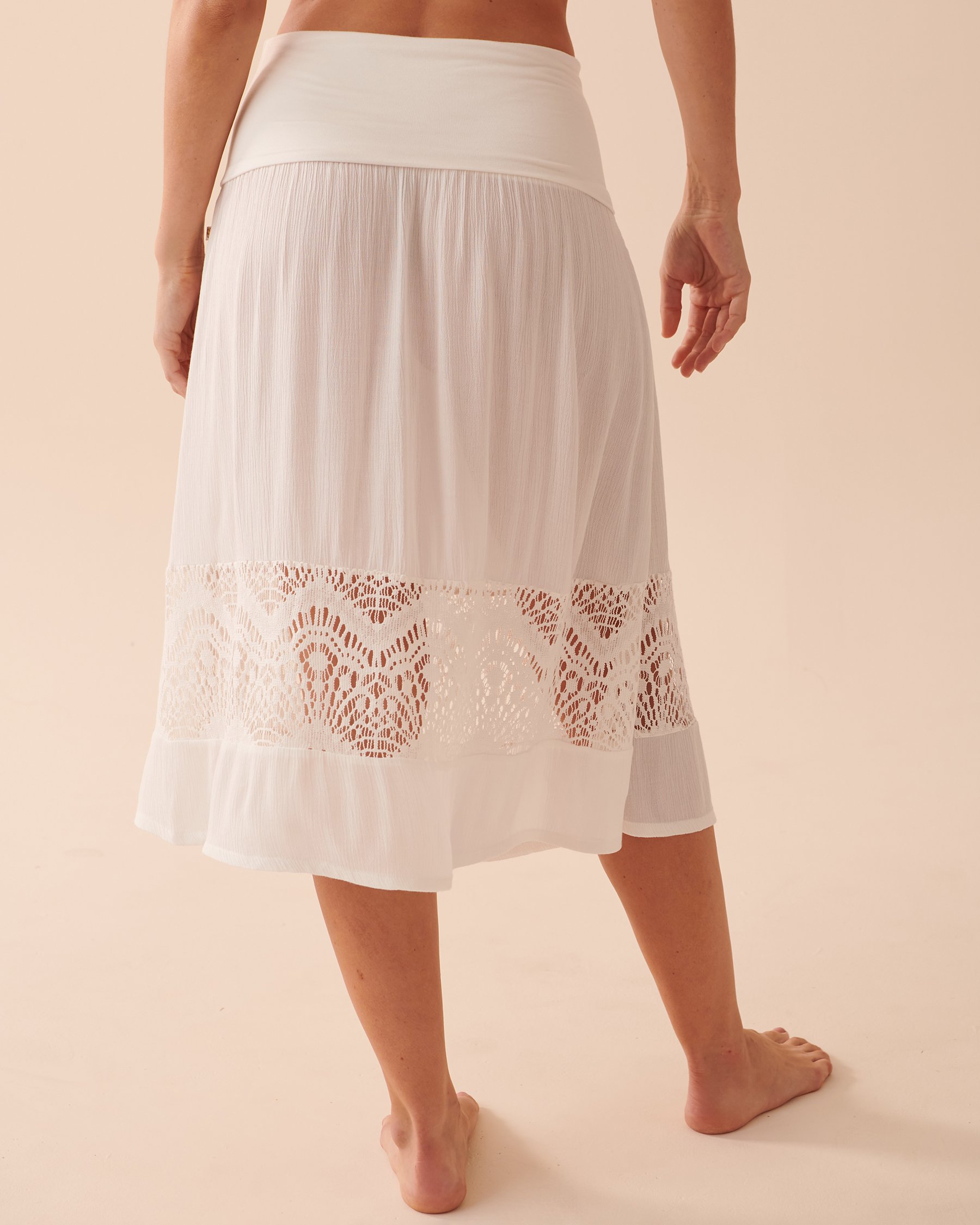 LA VIE EN ROSE AQUA Long Skirt with Crochet Details Seashell 80200037 - View2