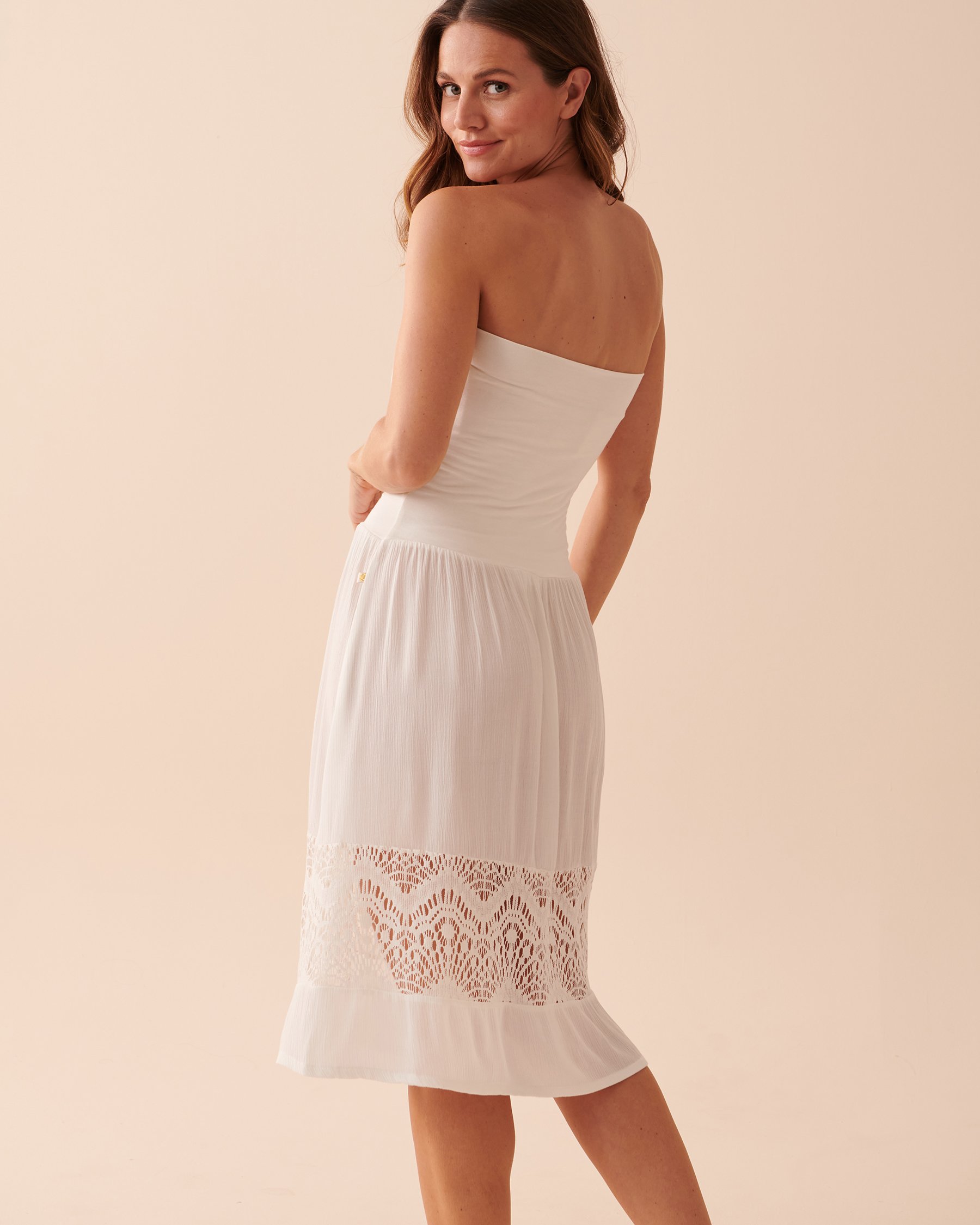 LA VIE EN ROSE AQUA Long Skirt with Crochet Details Seashell 80200037 - View5