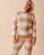 LA VIE EN ROSE Chenille Long Sleeve Shirt White and Caramel Plaid 50100073 - View1