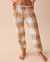 LA VIE EN ROSE Chenille Fitted Pants White and Caramel Plaid 50200061 - View1