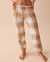 LA VIE EN ROSE Chenille Fitted Pants White and Caramel Plaid 50200061 - View1