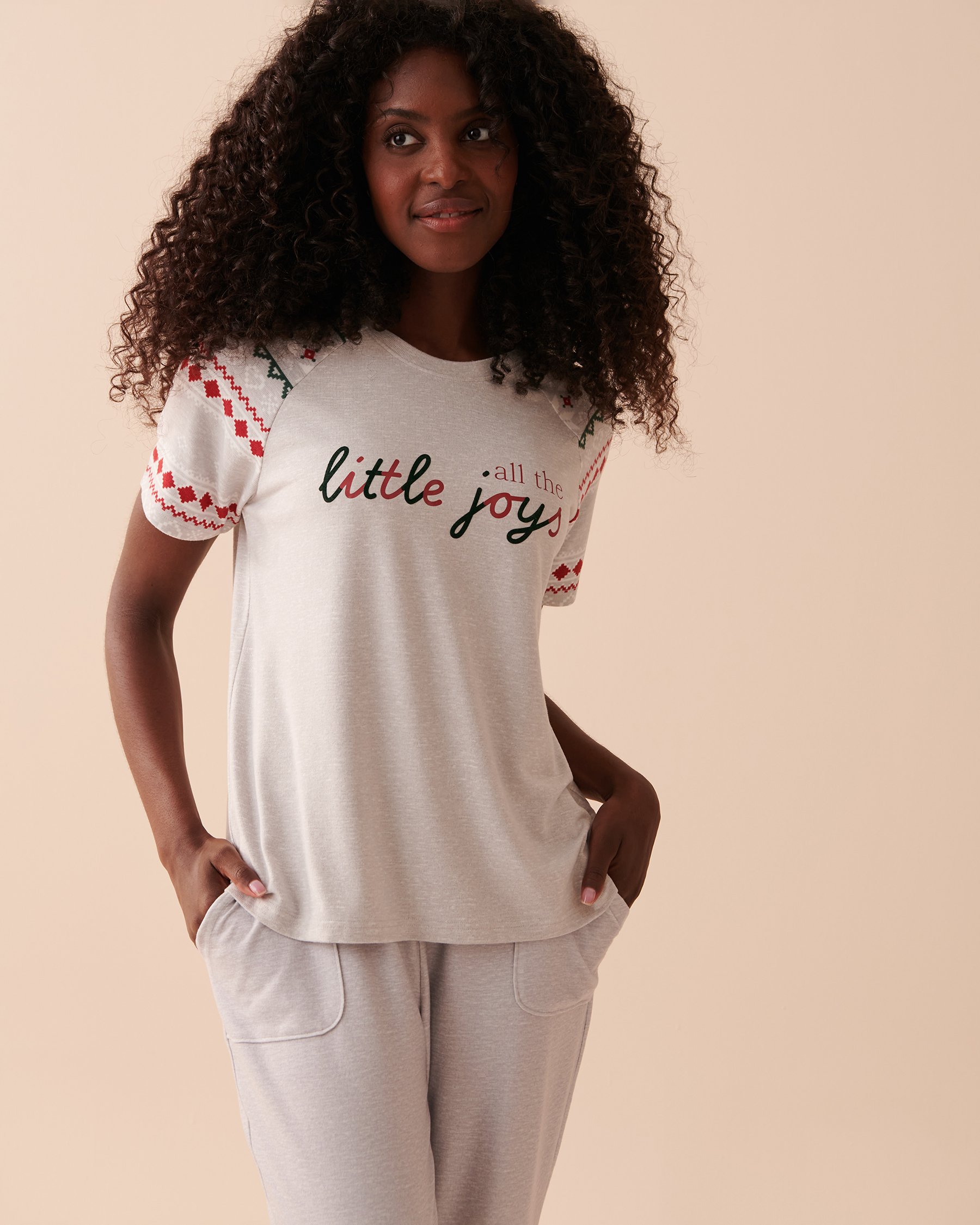 LA VIE EN ROSE T-shirt col rond à imprimé nordique en fibres recyclées Poussières d'étoiles 40100496 - Voir4