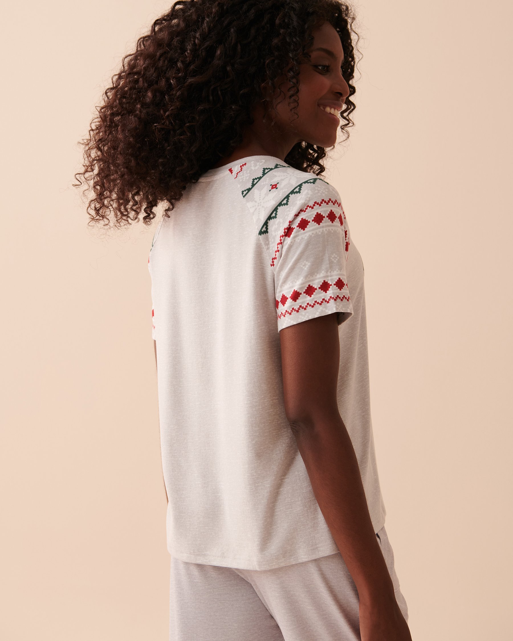 LA VIE EN ROSE T-shirt col rond à imprimé nordique en fibres recyclées Poussières d'étoiles 40100496 - Voir5