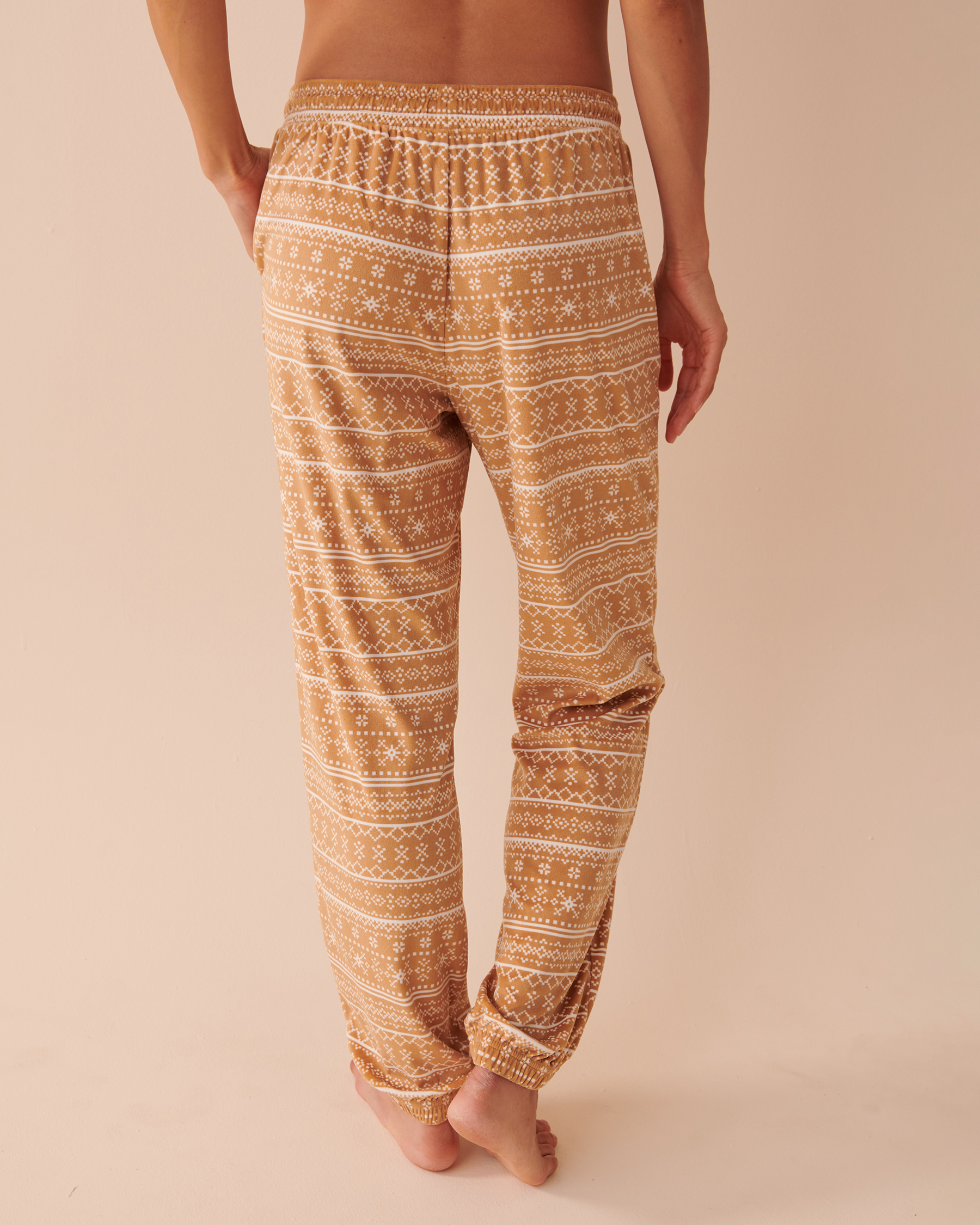 Pantalon Imprimé nordique luxueux en en Vie pyjama | - de salé velours caramel la jogger Rose