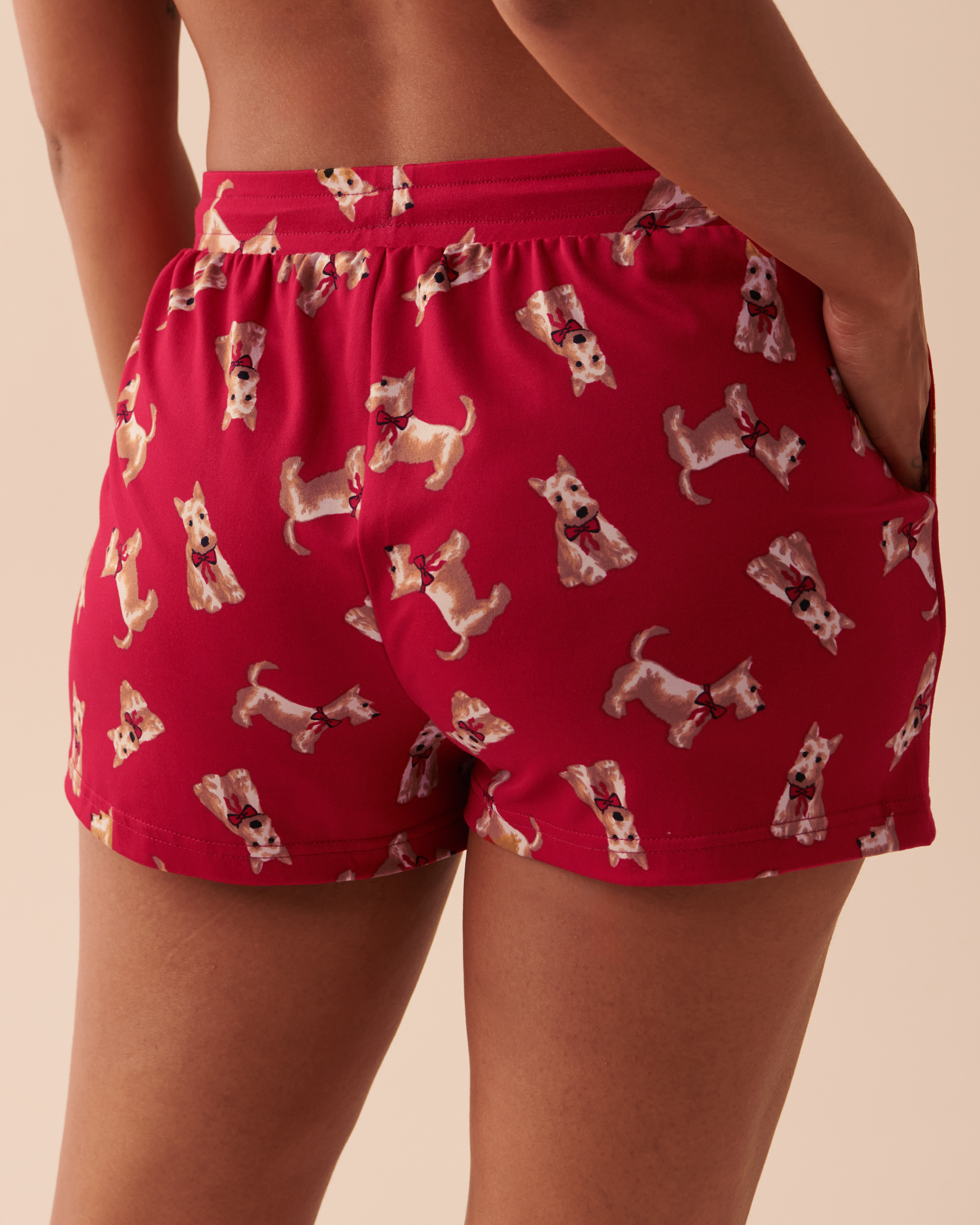 LA VIE EN ROSE Short de pyjama ultra doux à motif chien scottie Petit Scottie 40200497 - Voir2