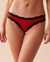 LA VIE EN ROSE Culotte bikini modal et bordure de dentelle Rouge festif 20100380 - View1