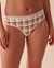 LA VIE EN ROSE Super Soft Lace Detail Thong Panty Caramel Plaid 20100384 - View1