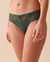 LA VIE EN ROSE Microfiber and Wide Lace Band Thong Panty Green Roses 20200420 - View1