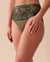 LA VIE EN ROSE Culotte bikini taille haute en résille à fleurs appliquées Vert sapin 20300265 - View1
