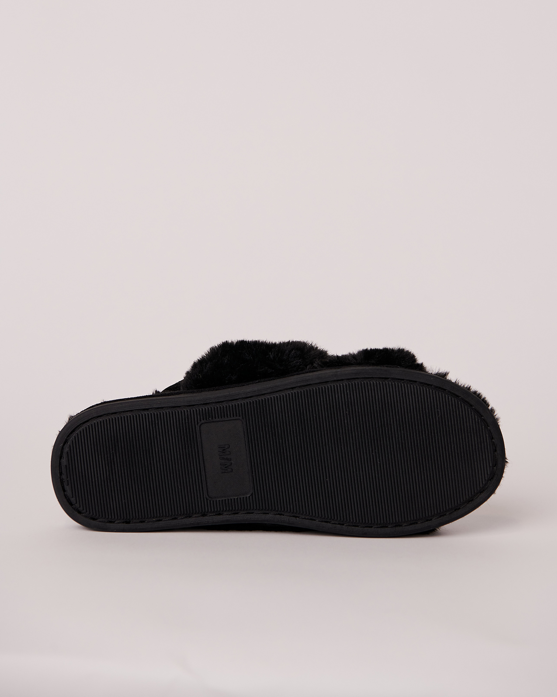 LA VIE EN ROSE Plush Open Slide Slippers Black 40700249 - View6