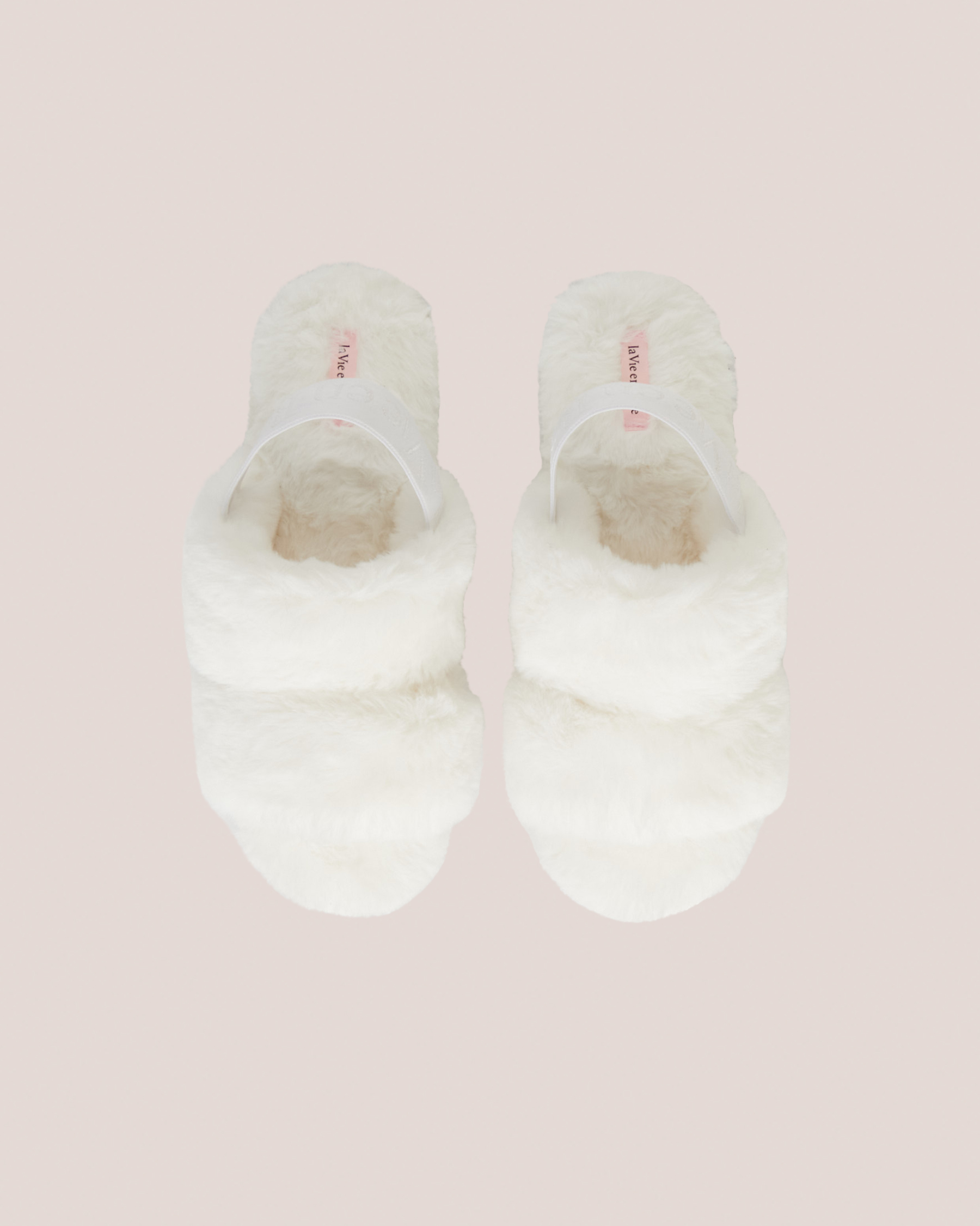 LA VIE EN ROSE Plush Open Slide Slippers Snow white 40700249 - View4