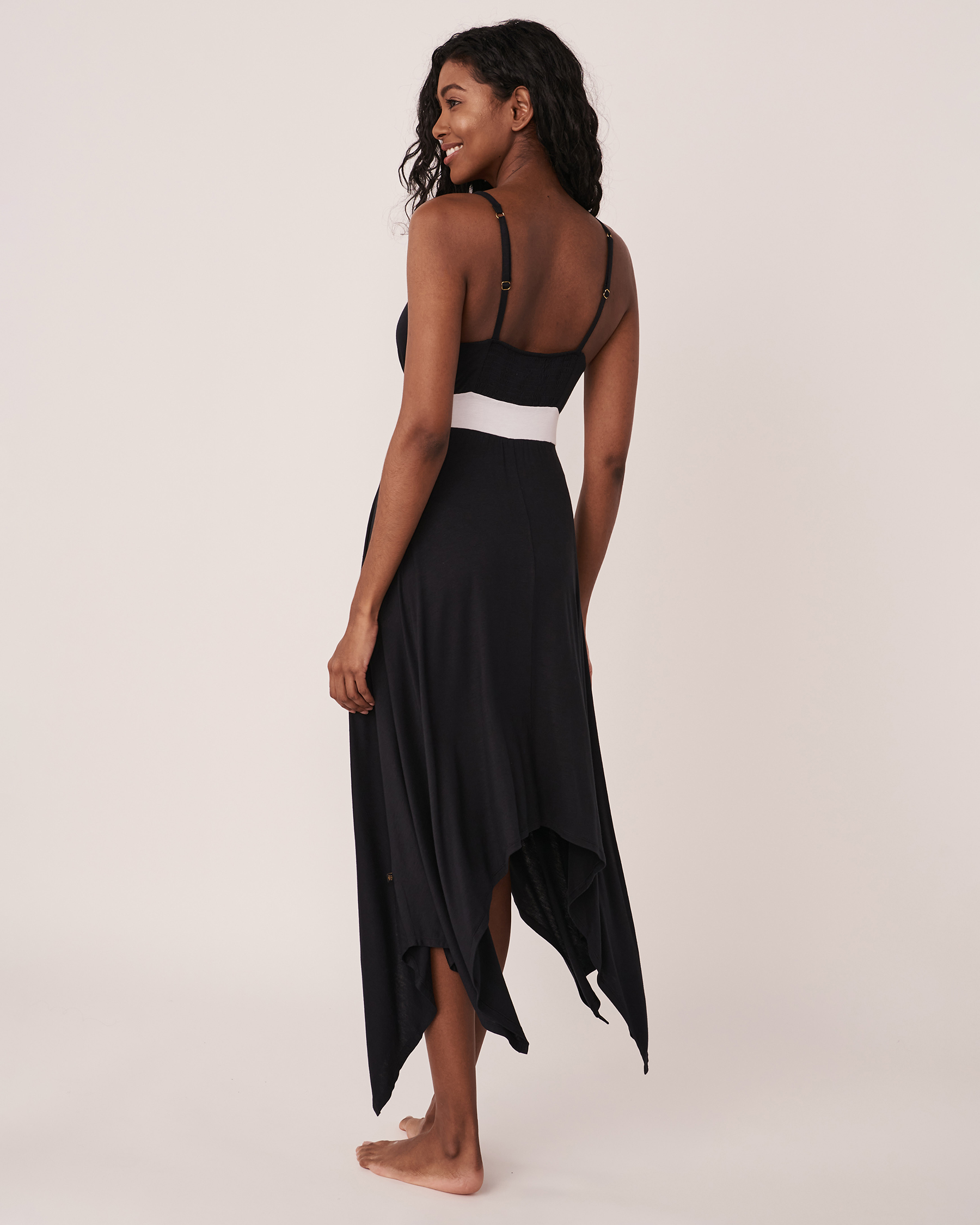 LA VIE EN ROSE AQUA Thin Straps Asymmetric Dress Black 80300059 - View2