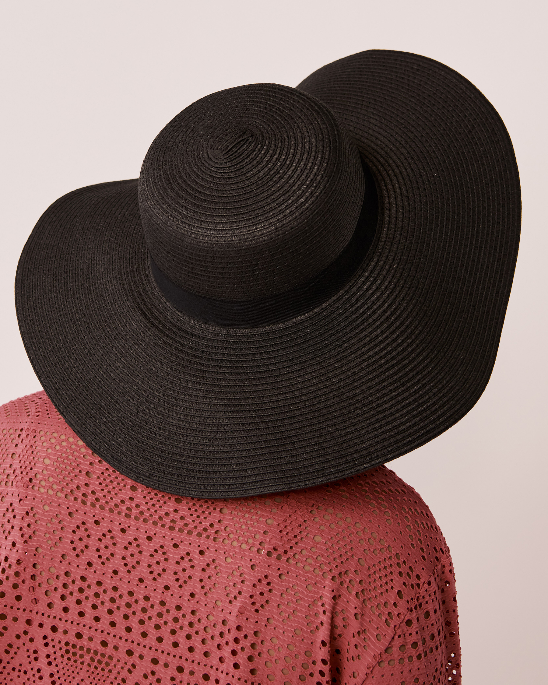LA VIE EN ROSE AQUA Wide Brim Hat Black 80500072 - View2