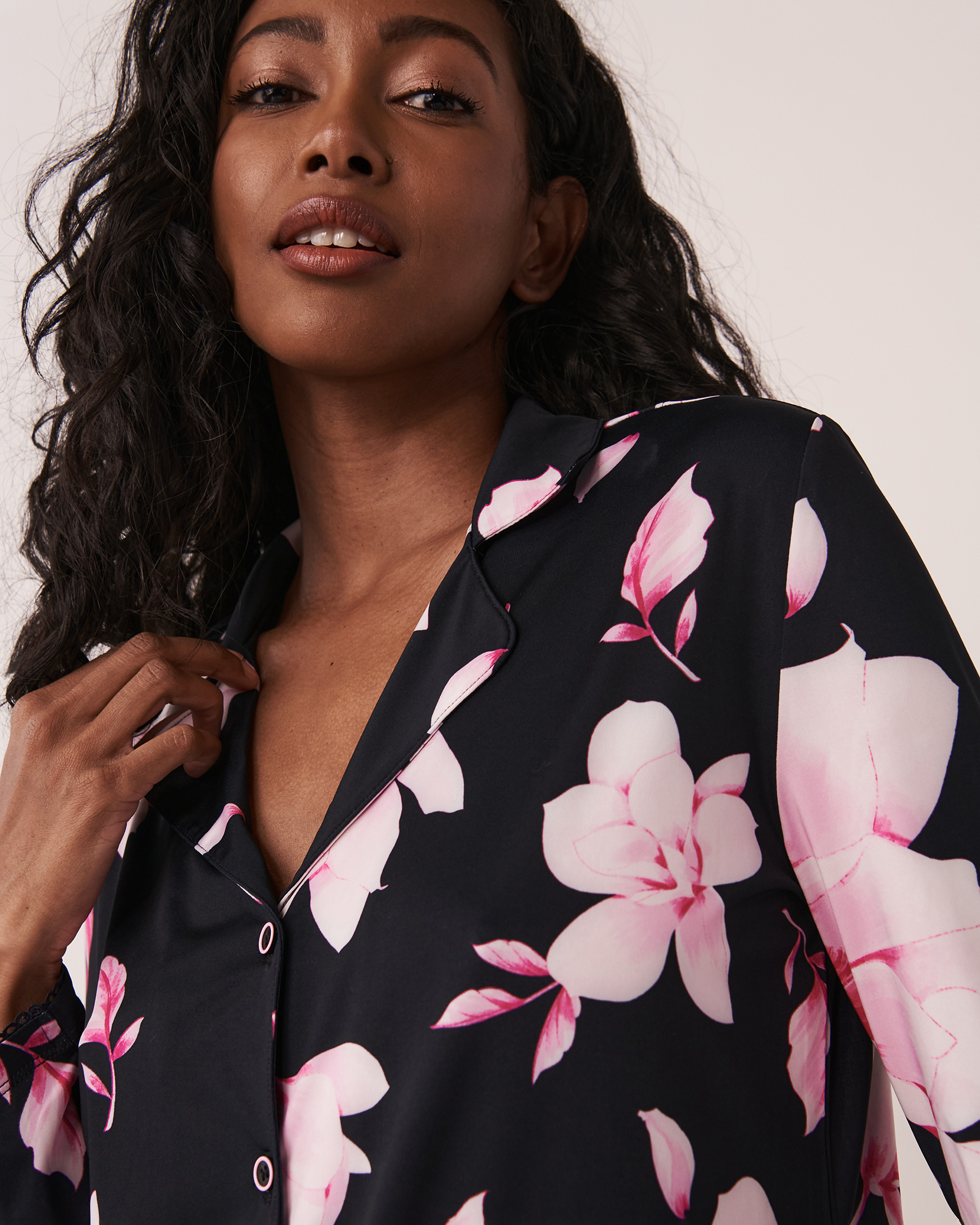 LA VIE EN ROSE Recycled Fibers Floral Button-down Shirt Romantic magnolias 60100049 - View4