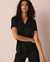 LA VIE EN ROSE Lace Detail Short Sleeve Button-down Shirt Black 60100053 - View1