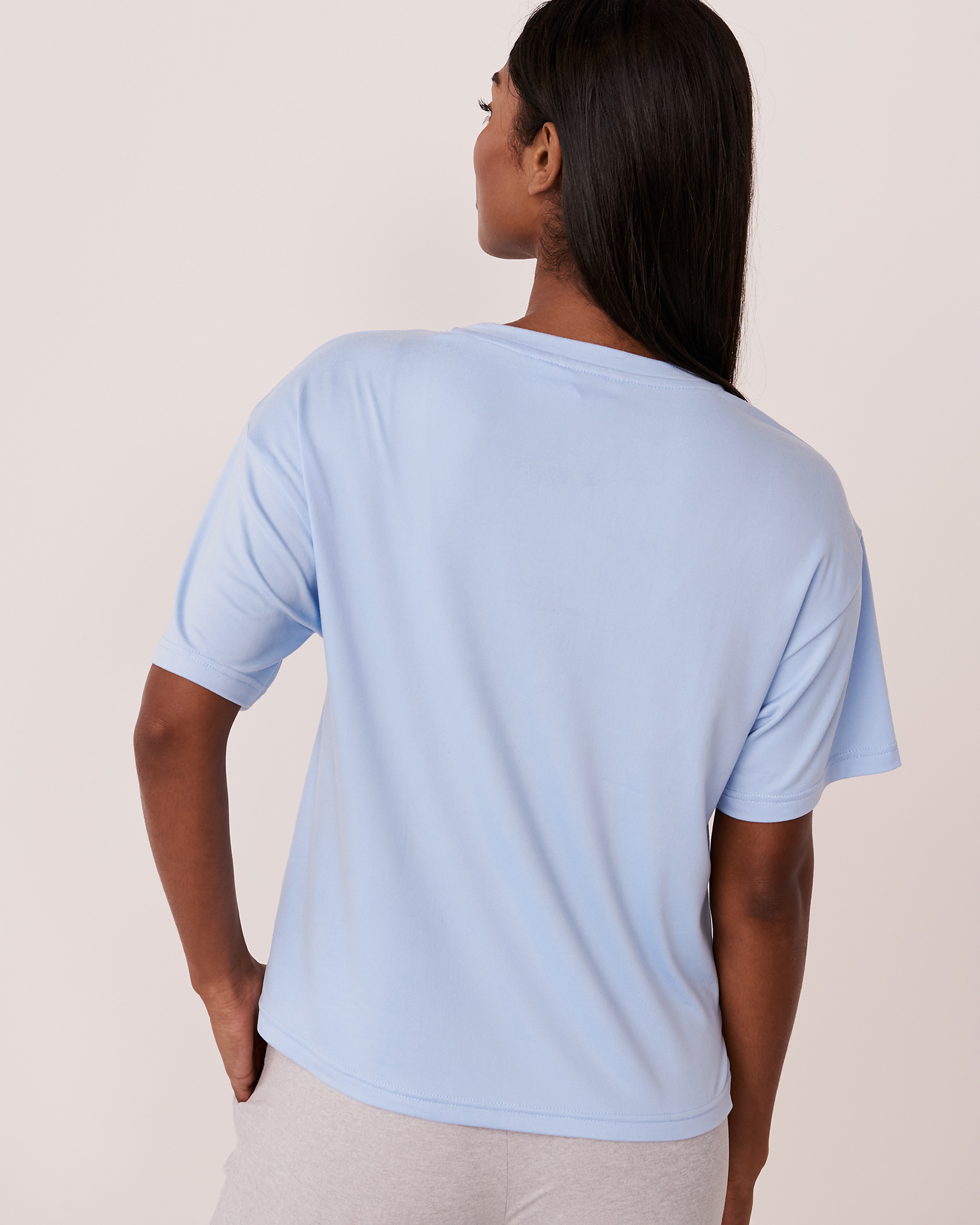 LA VIE EN ROSE T-shirt ultra doux col rond Bleu profond 40100387 - Voir2