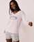 LA VIE EN ROSE Cotton V-neck Long Sleeve Shirt Lilac 40100401 - View1
