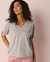 LA VIE EN ROSE Cotton V-neck T-shirt Comfy grey 40100404 - View1