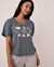 LA VIE EN ROSE T-shirt col en V en coton Bleu glacial 40100404 - View1