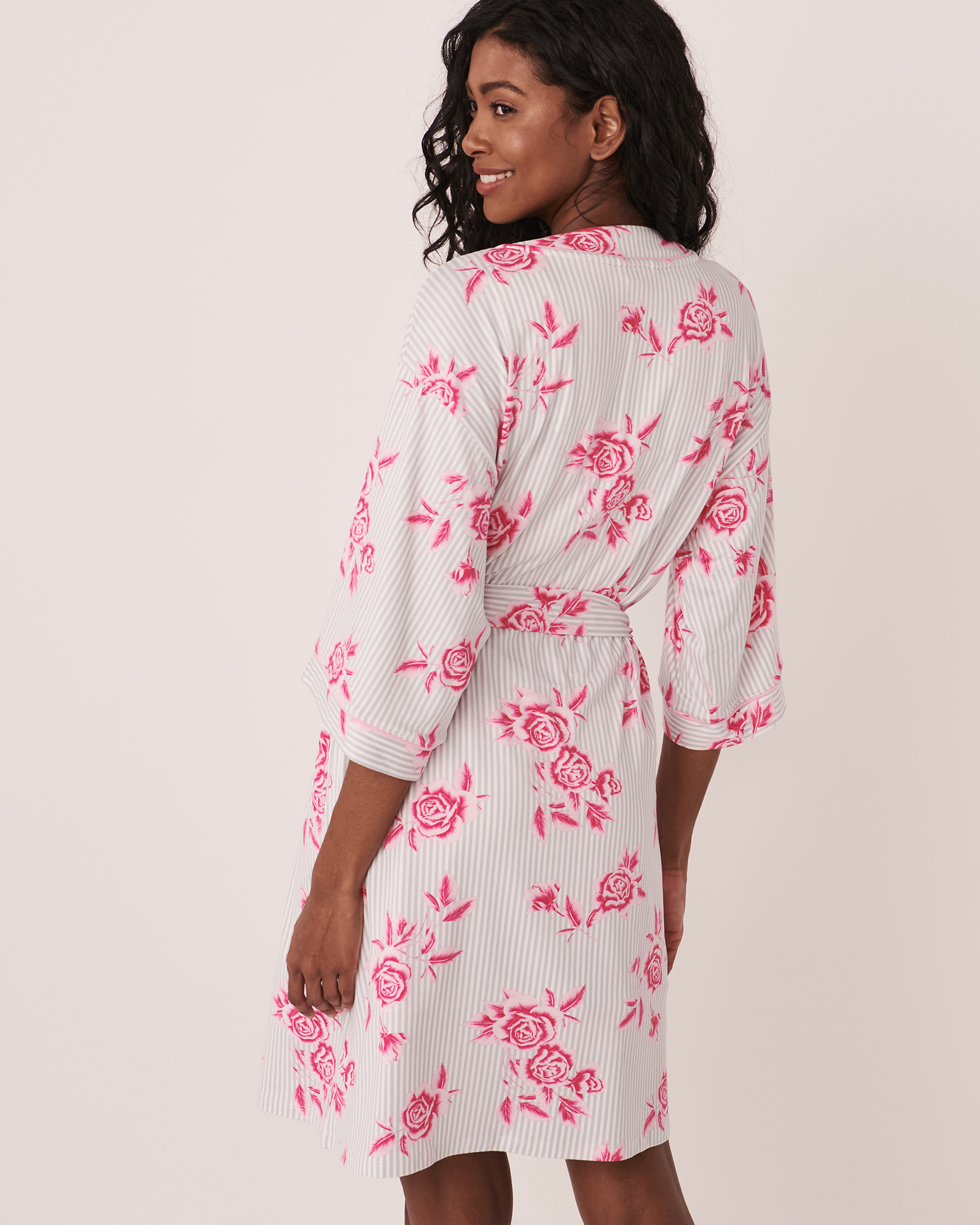 LA VIE EN ROSE Kimono ultra doux Roses 40600121 - Voir3