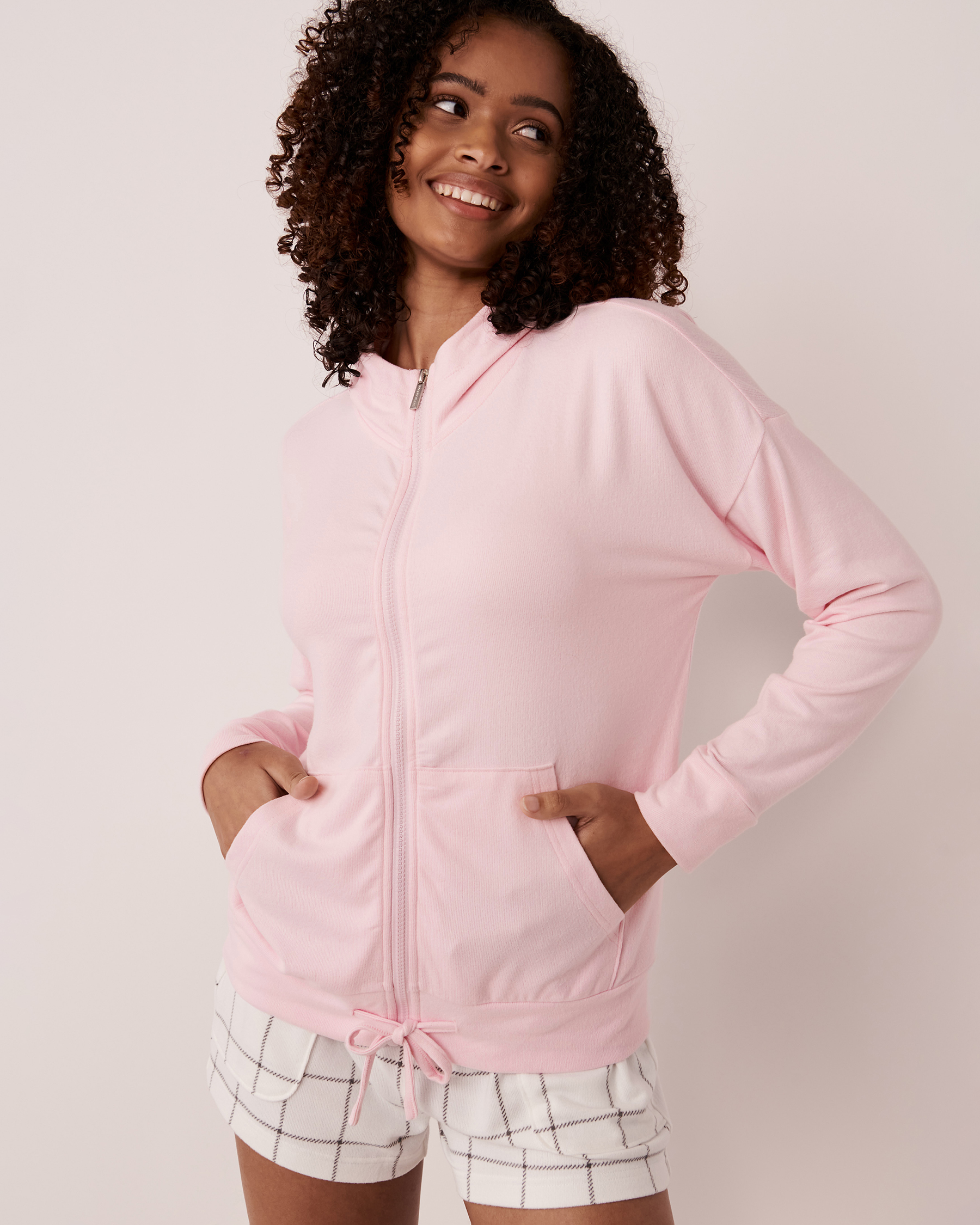 LA VIE EN ROSE Recycled Fibers Hooded Zip-up Shirt Ballerina pink 40600123 - View1