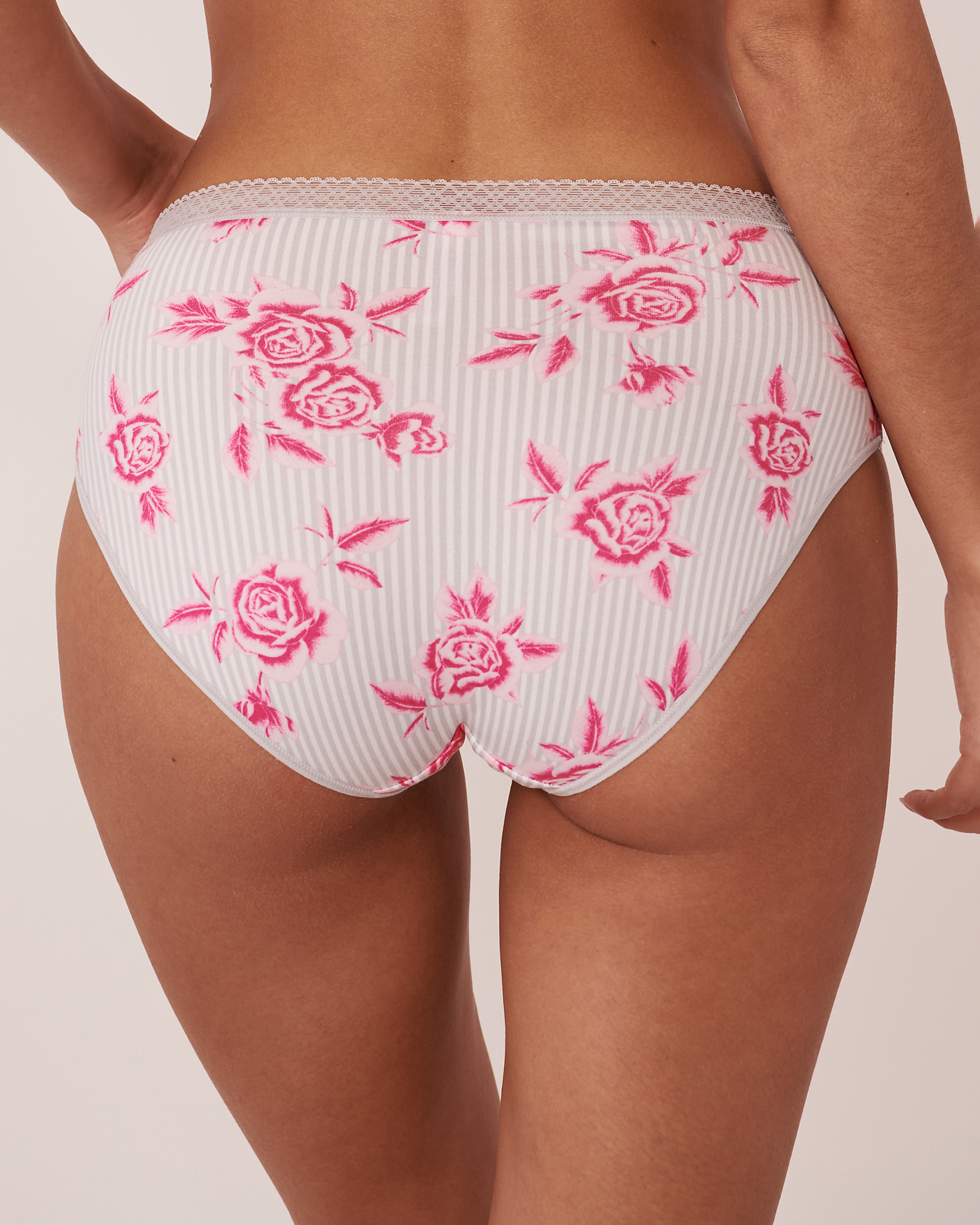 LA VIE EN ROSE Culotte bikini taille haute ultra douce détails de dentelle Roses 20100257 - Voir2