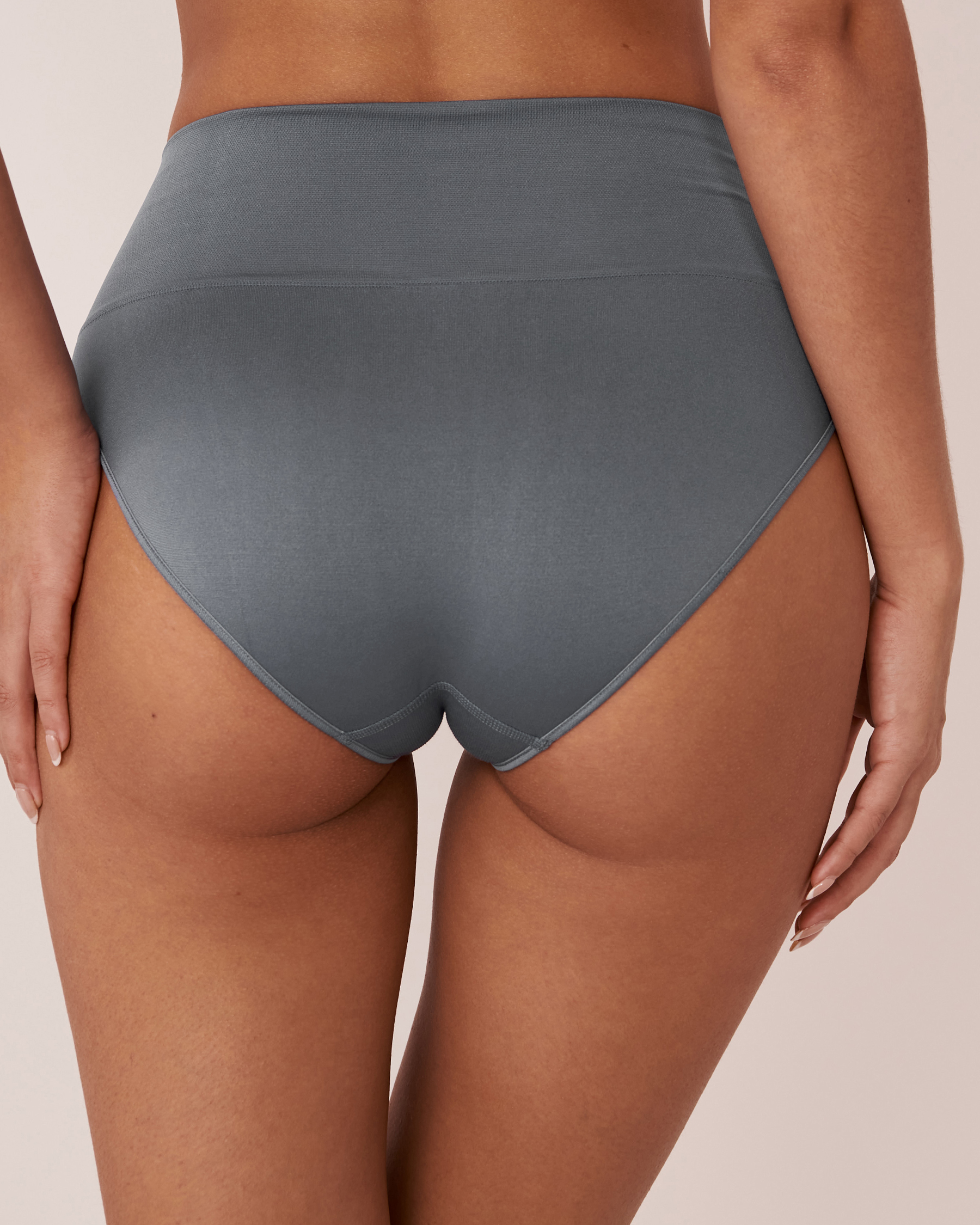 LA VIE EN ROSE Culotte bikini taille haute sans coutures Bleu glacial 20200281 - Voir2