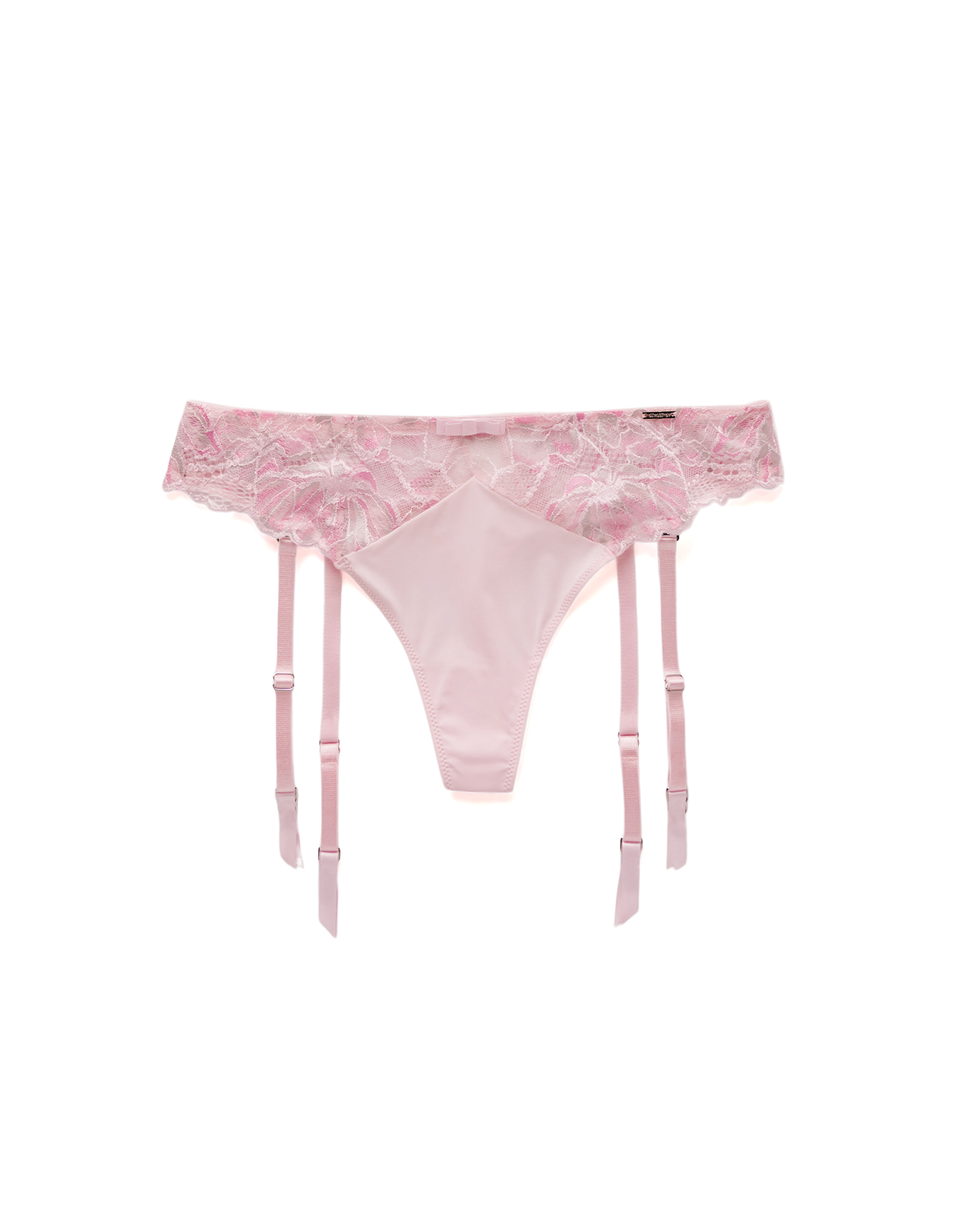 Microfiber and Lace Detail Thong Panty - Ballerina pink