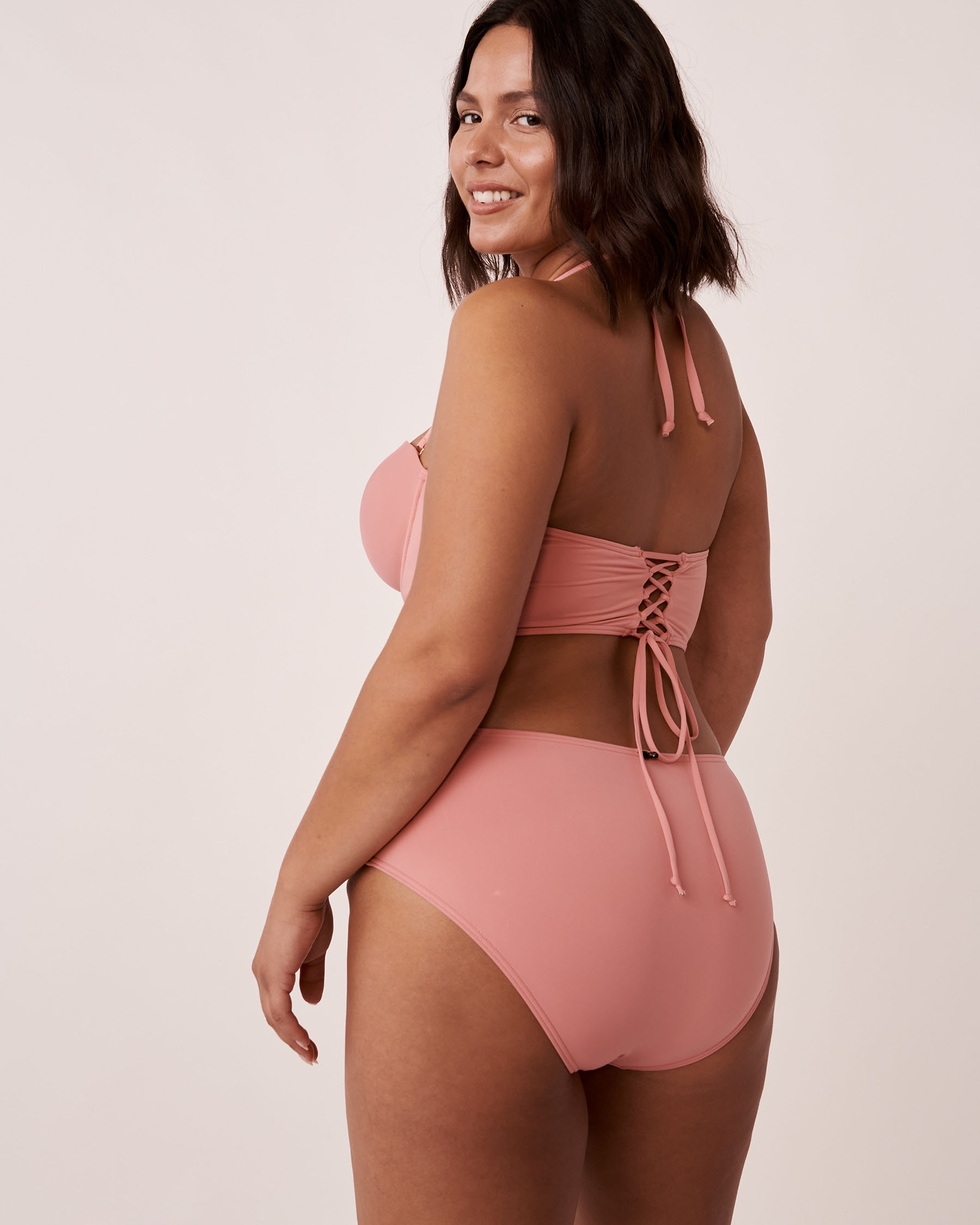 LA VIE EN ROSE AQUA SOLID Bustier Bandeau Bikini Top Vintage pink 70100382 - View3