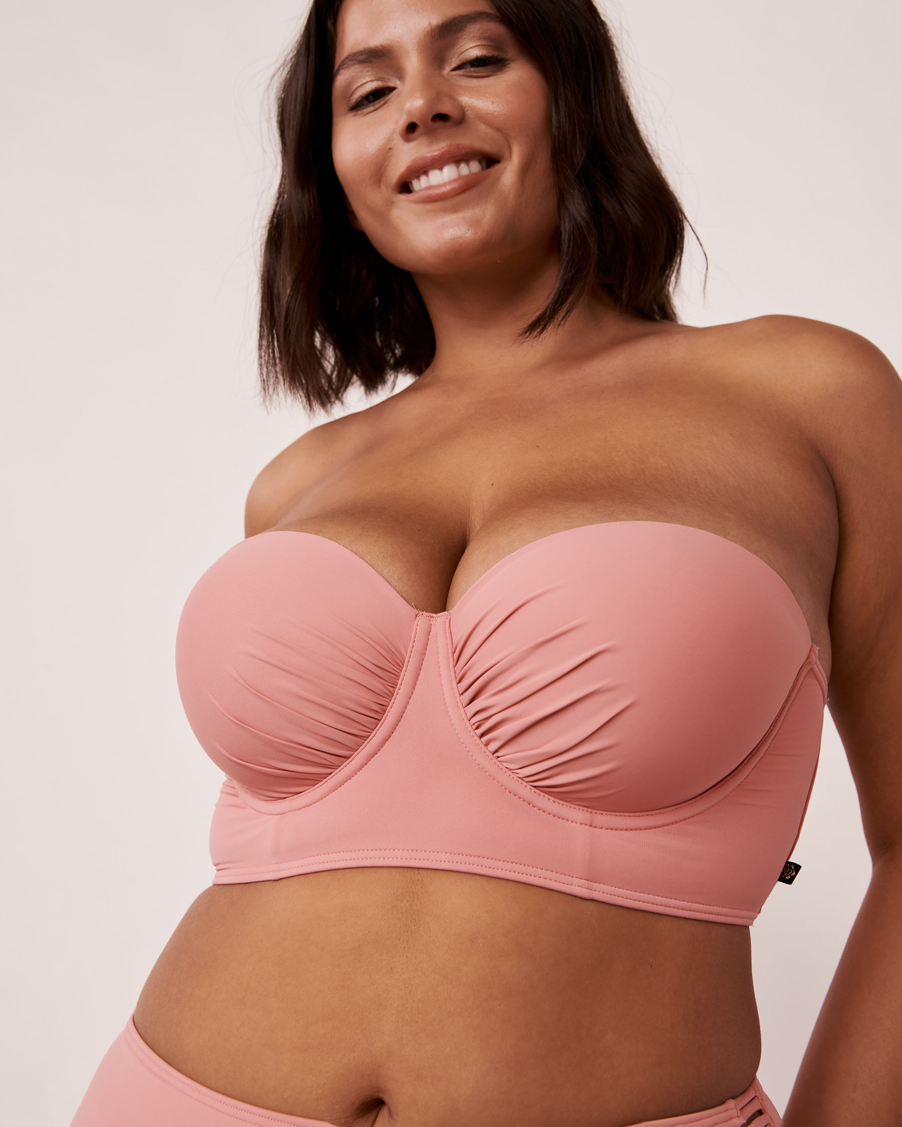 LA VIE EN ROSE AQUA SOLID Bustier Bandeau Bikini Top Vintage pink 70100382 - View4