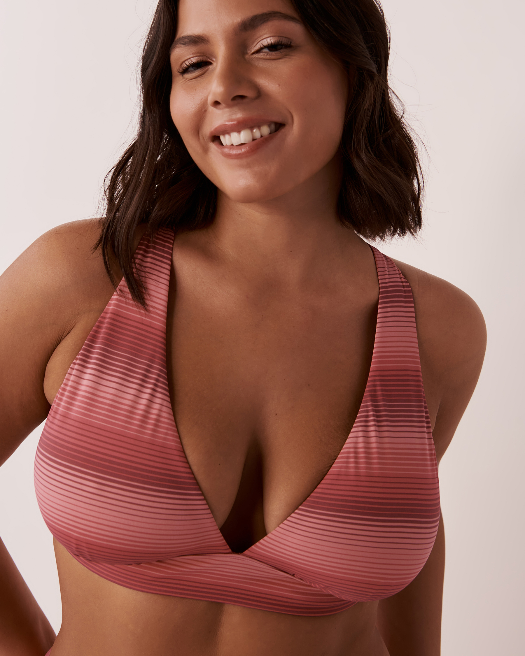 LA VIE EN ROSE AQUA STRIPES Recycled Fibers Triangle Bikini Top Pink stripes 70100387 - View5
