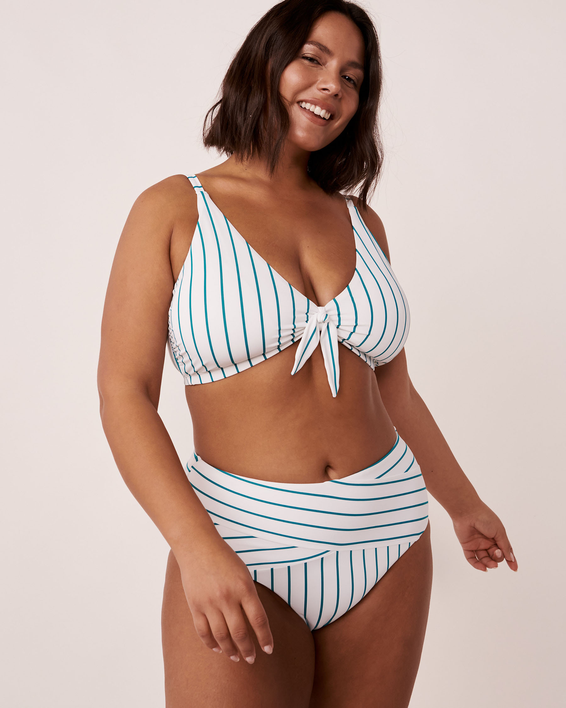 LA VIE EN ROSE AQUA FANFARE STREAKS Recycled Fibers D Cup Triangle Bikini Top Stripes 70200067 - View4