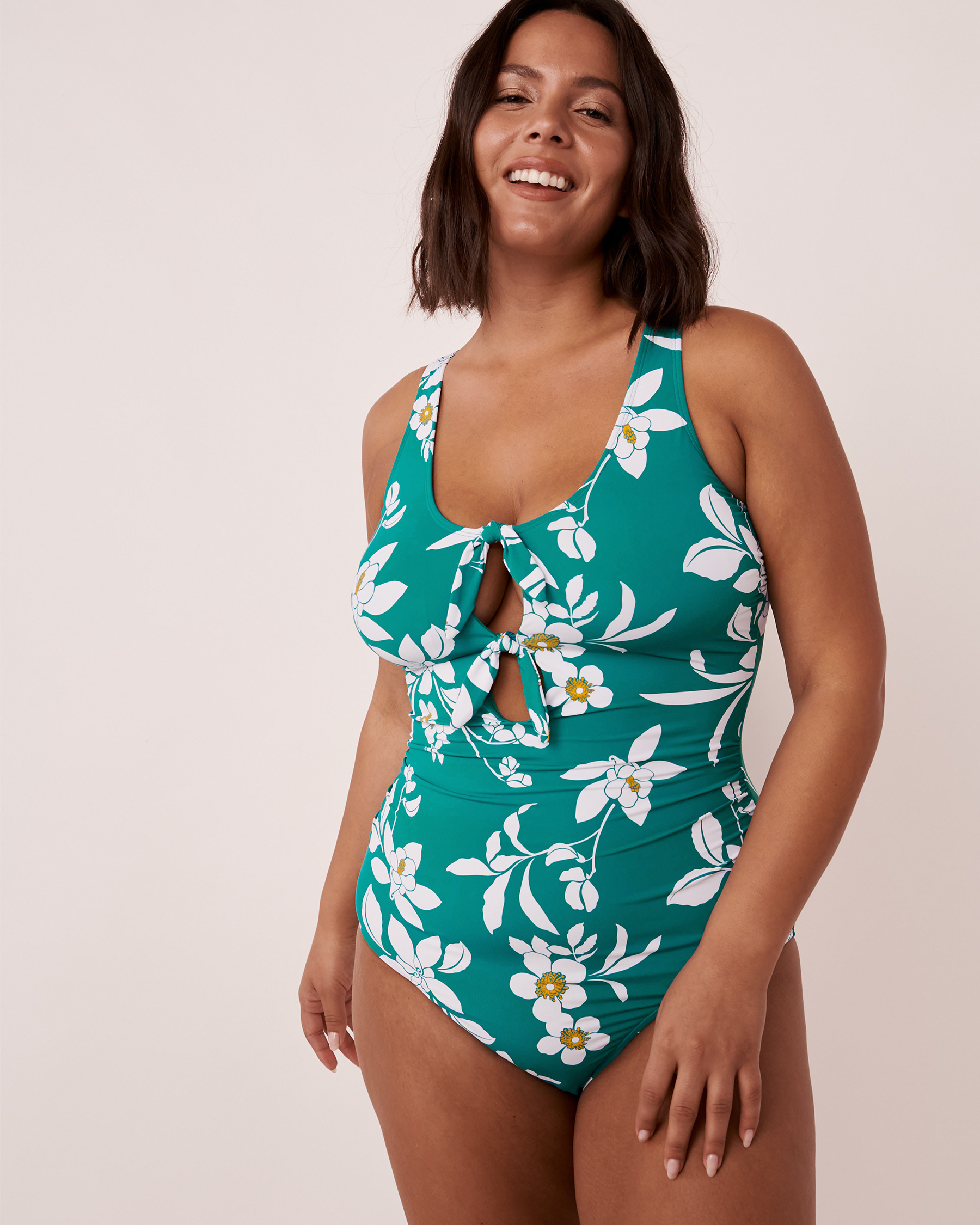 AQUAROSE HAWAII Knotted One-piece Swimsuit Blue floral 70400053 - View4