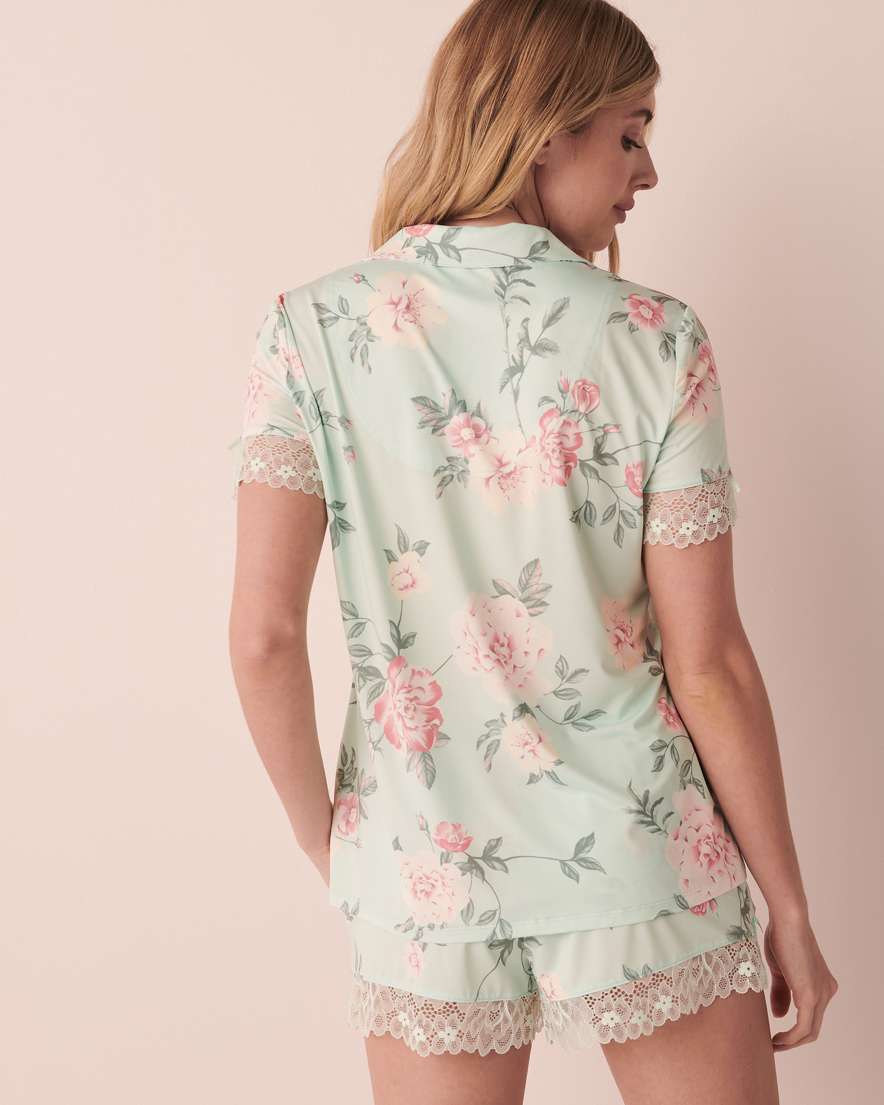 LA VIE EN ROSE Recycled Fibers Lace Trim Short Sleeve Shirt English garden 60100057 - View5