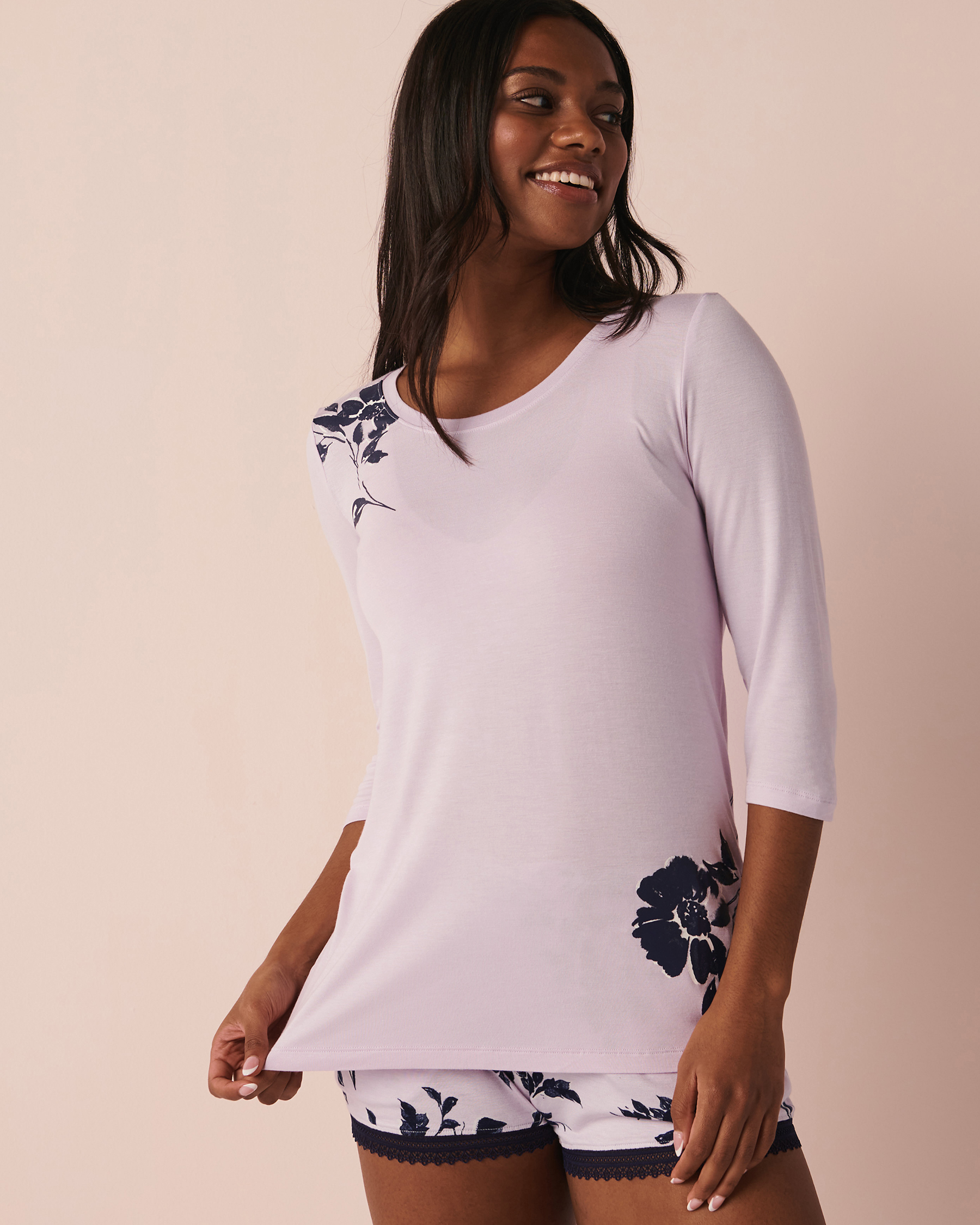 Soft Jersey 3/4 Sleeve Shirt - Light lilac | la Vie en Rose