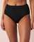 LA VIE EN ROSE AQUA SOLID Shirred Sides High Waist Bikini Bottom Black 70300401 - View1