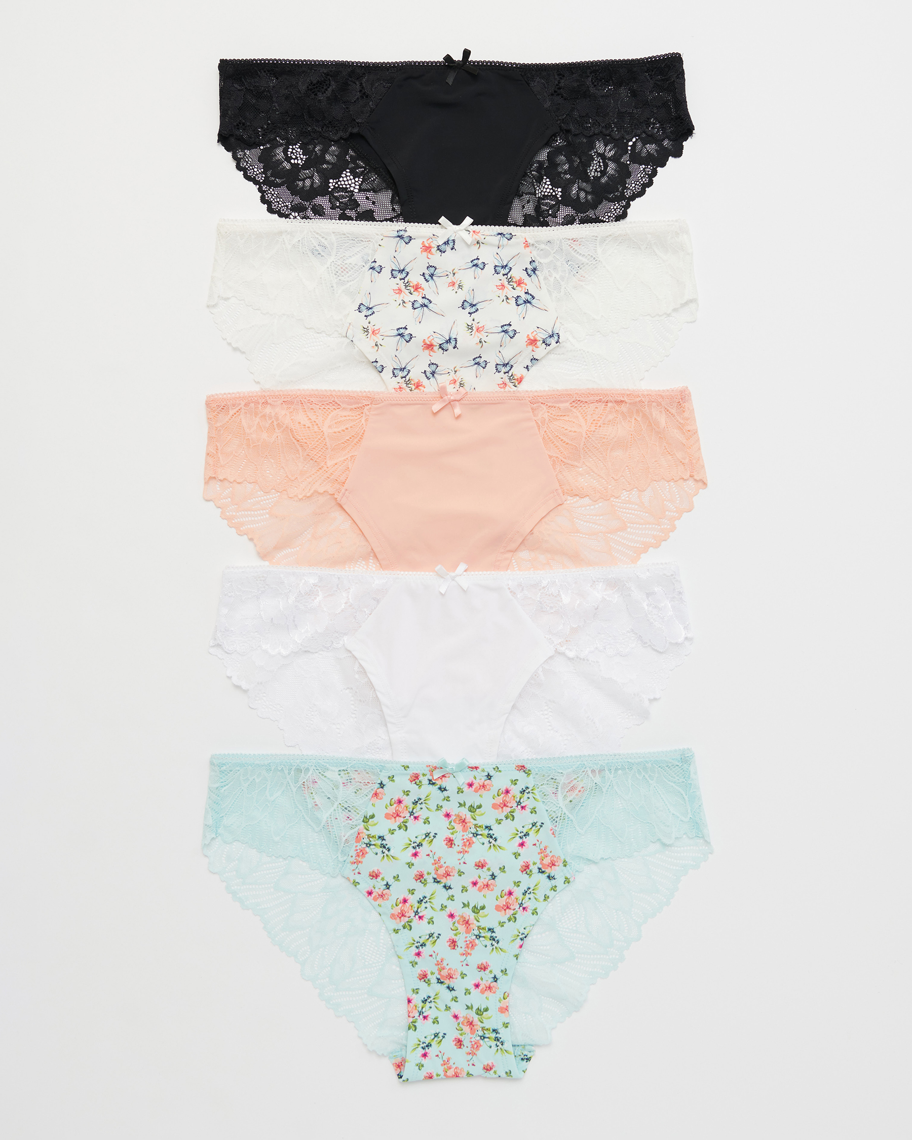 La Vie en Rose 5-Pack Microfiber and Lace Bikini Panty. 1