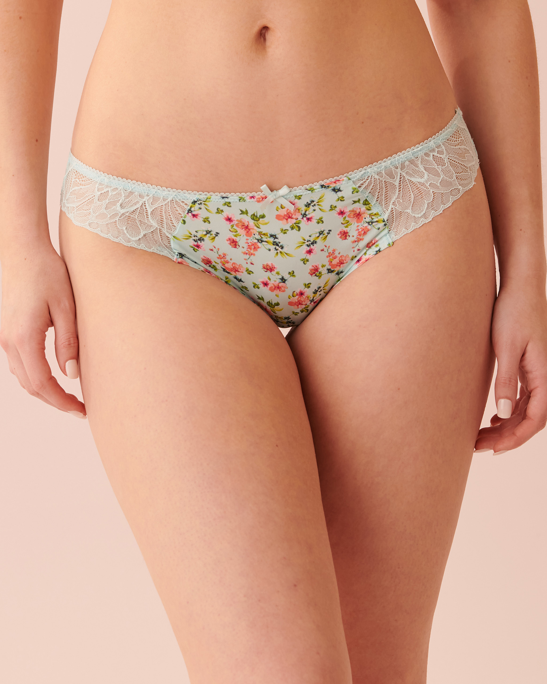 LA VIE EN ROSE Microfiber and Lace Bikini Panty Angelic floral 20200330 - View1
