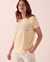 LA VIE EN ROSE Cotton Scoop Neck T-shirt Light yellow 40100446 - View1